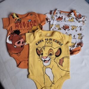Disney Baby Lot Of 3 The Lion King One Pieces Infant Size 3-6 Months